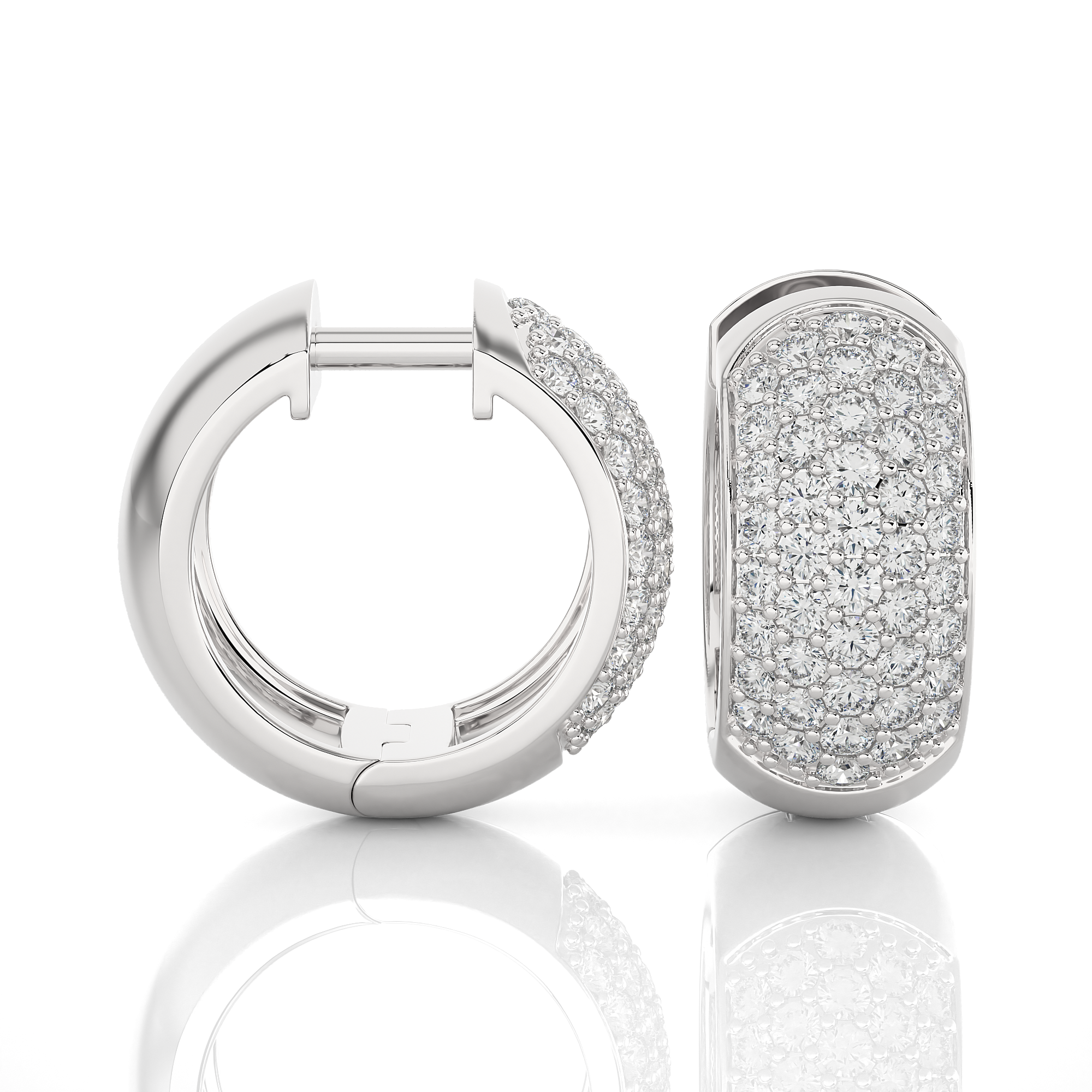 Round Lab Grown Diamond Huggie Hoop Earrings