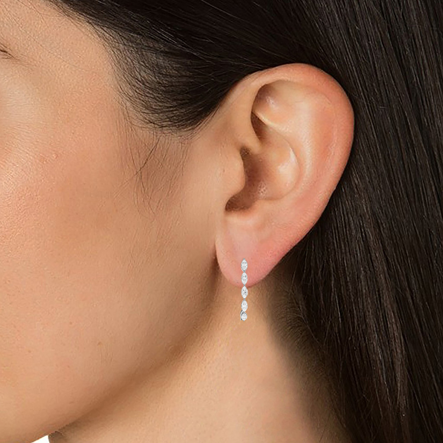 Marquise Lab Grown Diamond Hoop Earrings