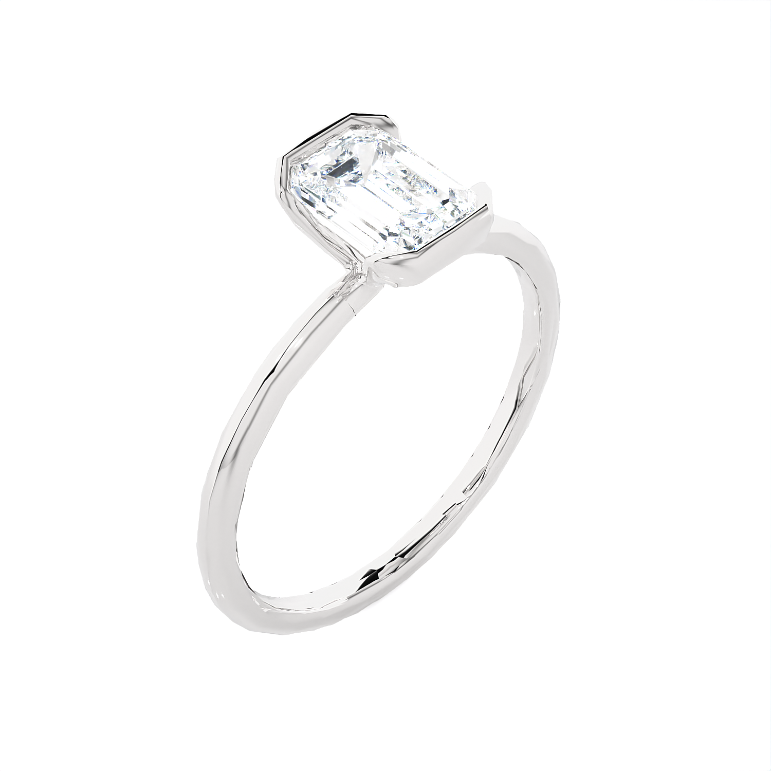 1 ctw Emerald-Cut Lab Grown Diamond Solitaire Engagement Ring