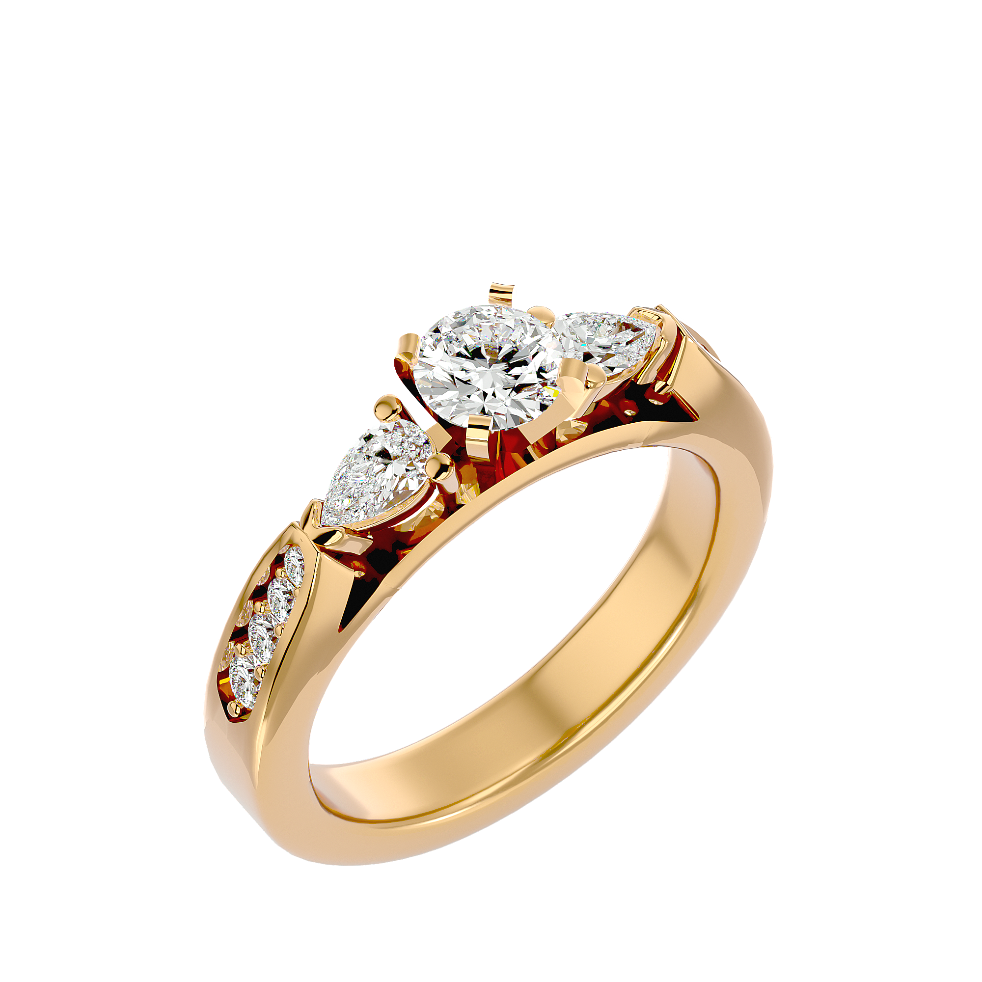 1 1/5 ctw Round With Pear-Shaped Three Stone Lab Grown Diamond Ring