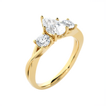 1 1/2 ctw Pear-Shaped with Round Three Stone Lab Grown Diamond Ring