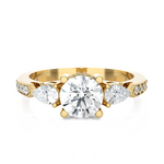 1 1/2 ctw Round with Pear-Shaped Three Stone Lab Grown Diamond Ring