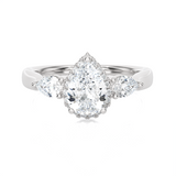 1 5/8 ctw Pear-Shaped with Round Three Stone Lab Grown Diamond Ring