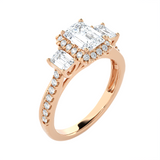 Emerald-Cut With Tapered Baguette Three Stone Lab Grown Diamond Ring