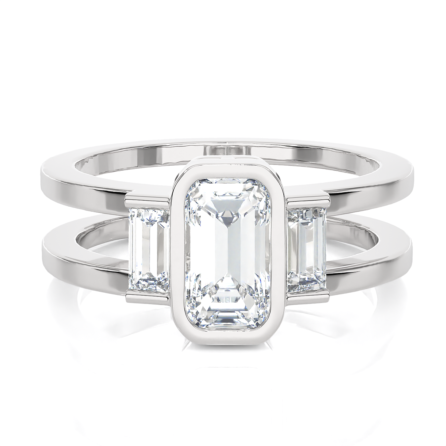1 1/5 ctw Emerald-Cut Three Stone Lab Grown Diamond Ring