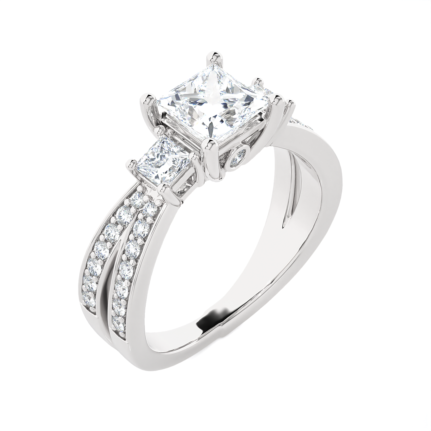 1 5/8 ctw Princess-Cut Three Stone Lab Grown Diamond Ring