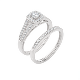 3/8 ctw Round Lab Grown Diamond Halo Bridal Set Ring