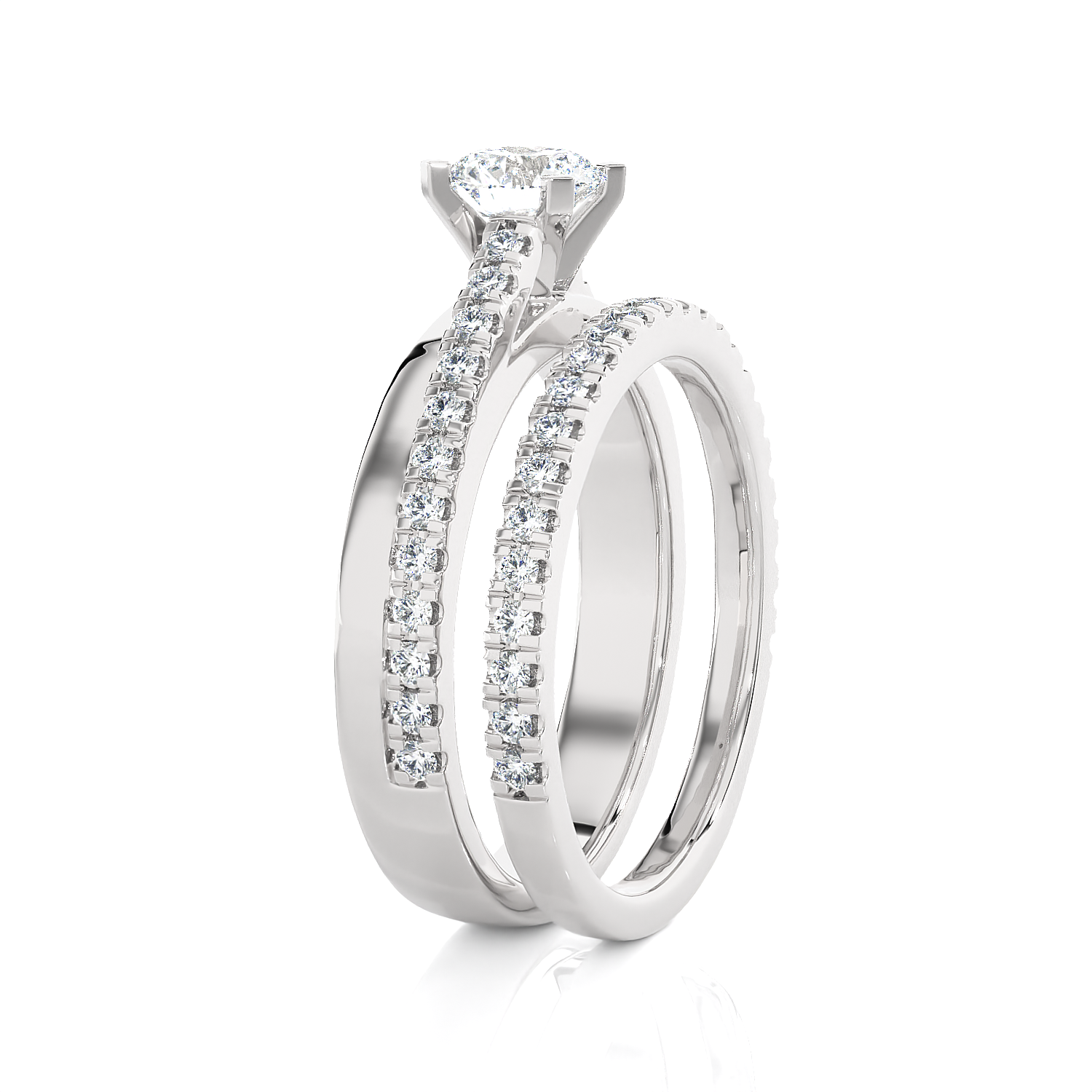 1 1/4 ctw Round Lab Grown Diamond Side Stone Bridal Set Ring