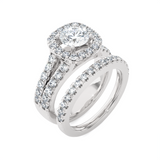 3 ctw Round Lab Grown Diamond Halo Bridal Set Ring