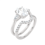 3 ctw Oval Three Stone Lab Grown Diamond Bridal Set Ring