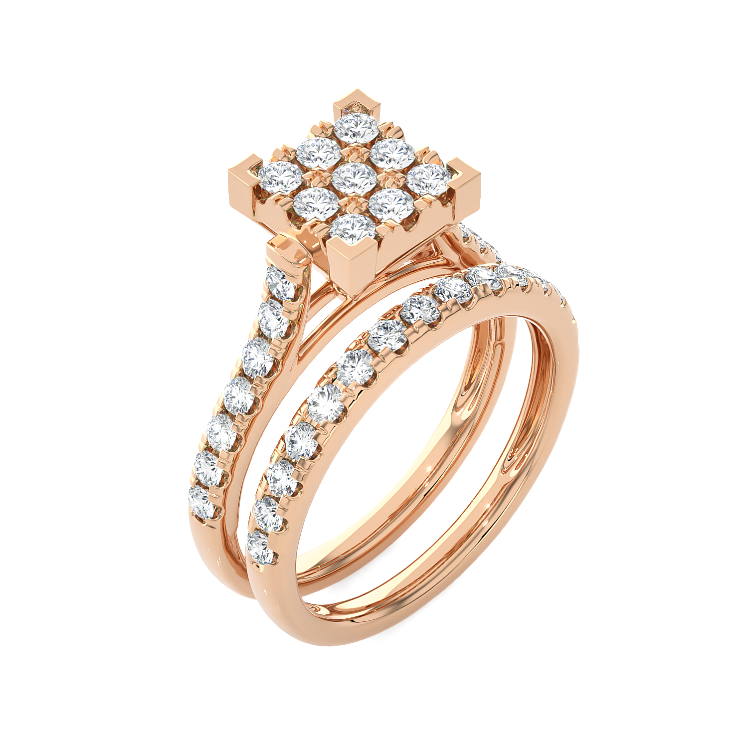 1 ctw Round Lab Grown Diamond Side Stone Bridal Set Ring