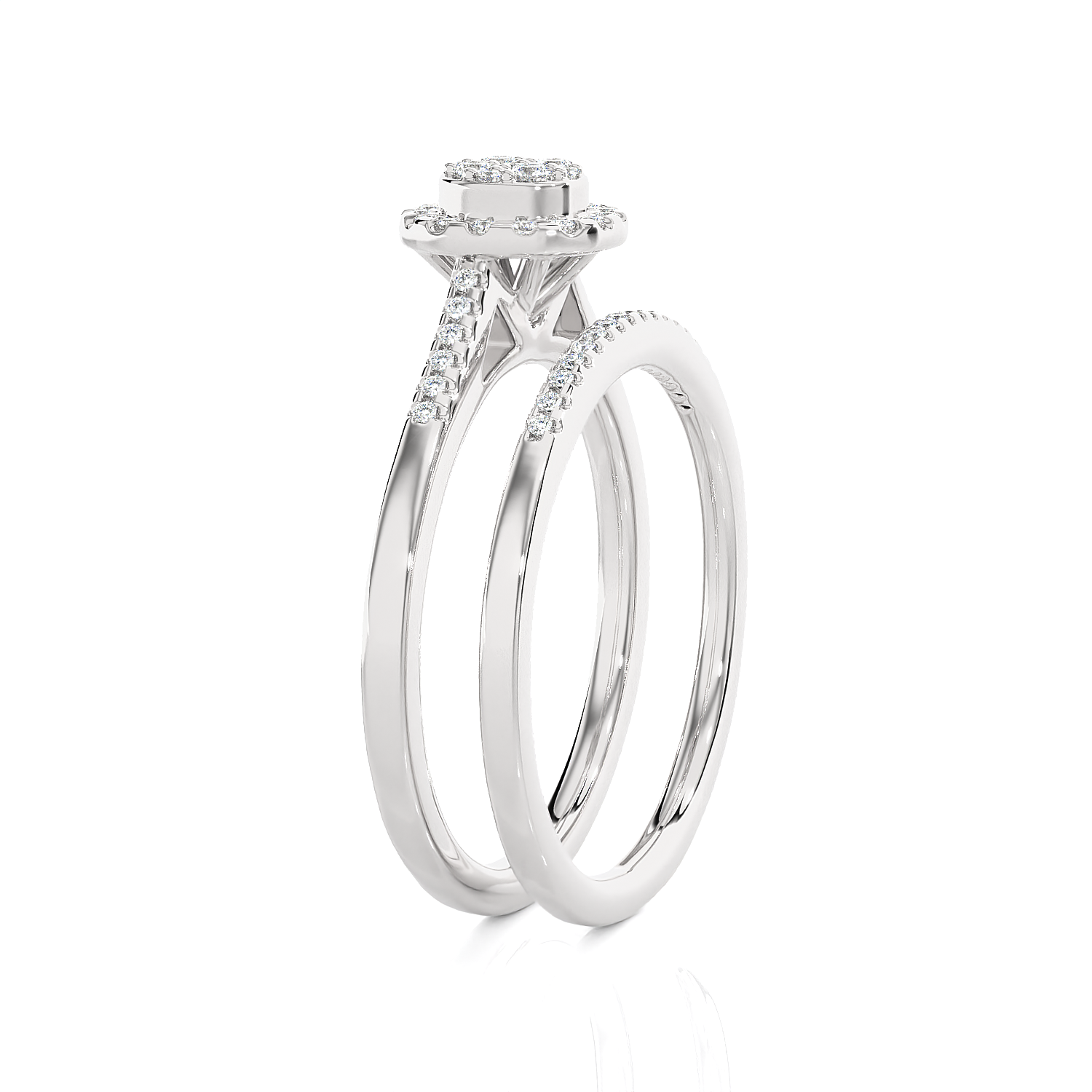 1/4 ctw Round Lab Grown Diamond Halo Bridal Set Ring
