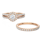 1 1/2 ctw Round Lab Grown Diamond Halo Bridal Set Ring