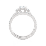 1 1/2 ctw Round Three Stone Lab Grown Diamond Side Stone Bridal Set Ring