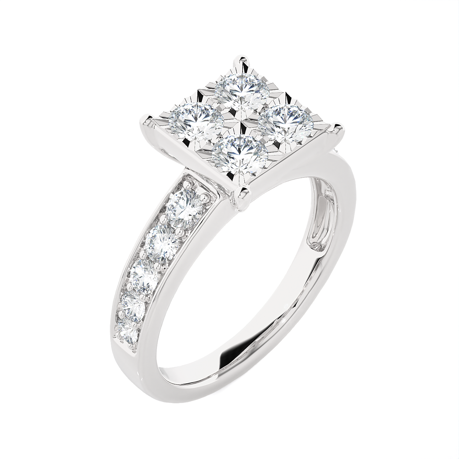 1 1/4 ctw Round Lab Grown Diamond Side Stone Engagement Ring