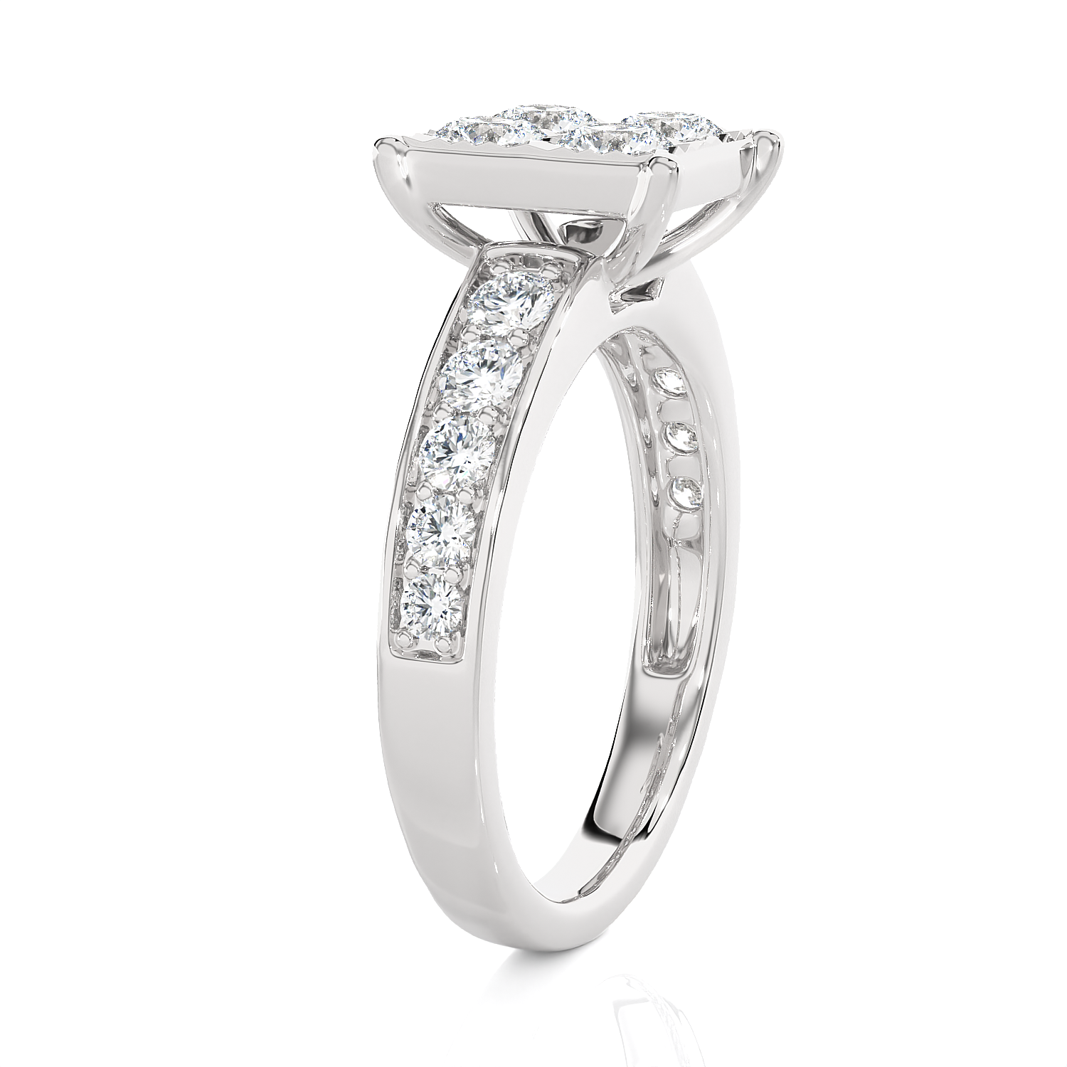 1 1/4 ctw Round Lab Grown Diamond Side Stone Engagement Ring