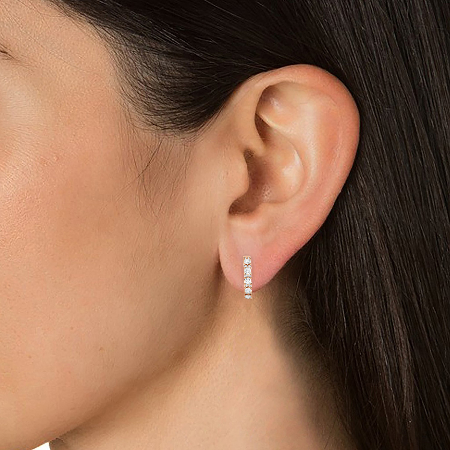 1/2 ctw Round Lab Grown Diamond Huggie Hoop Earrings