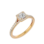 7/8 ctw Princess-Cut Lab Grown Diamond Halo Engagement Ring