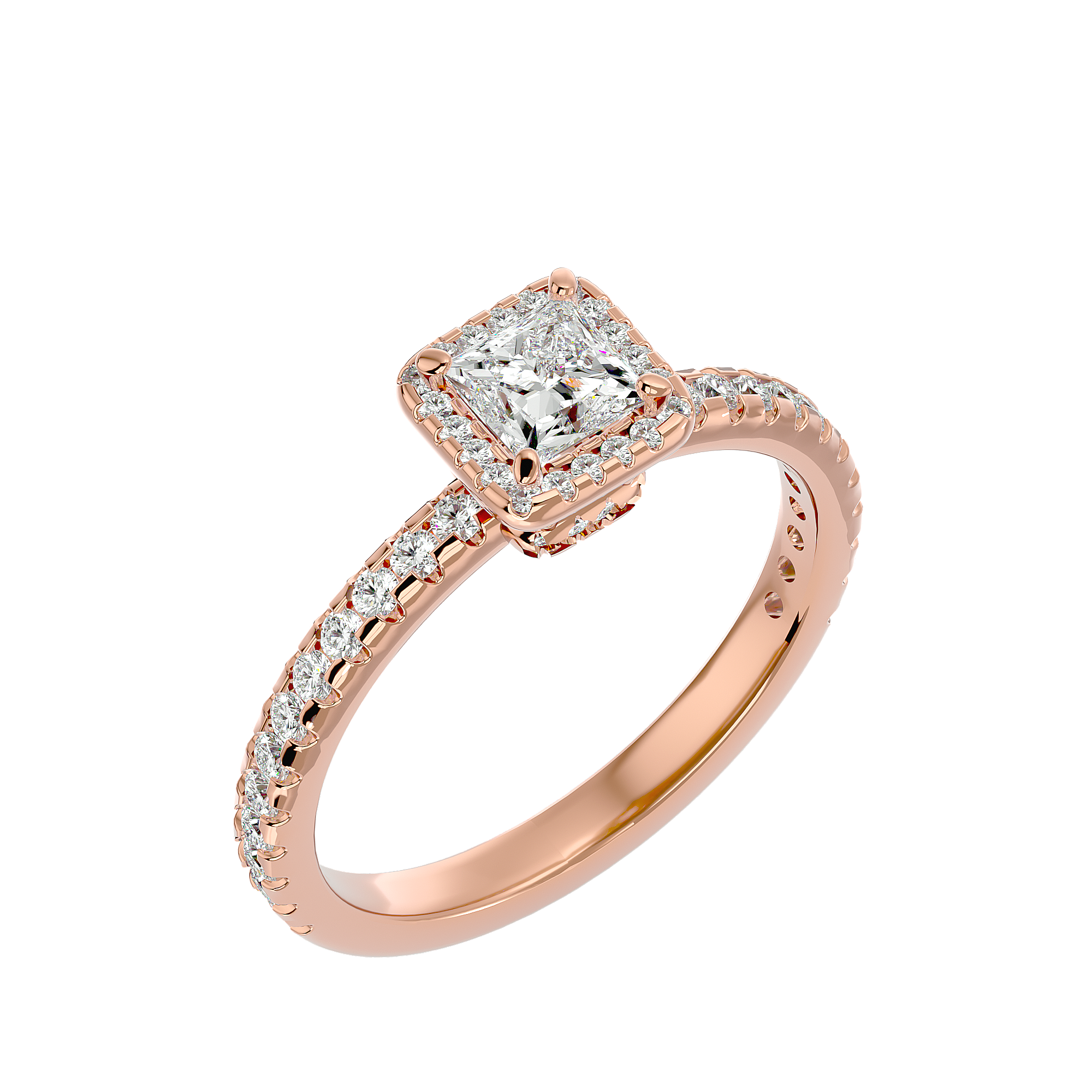 1 ctw Princess-Cut Lab Grown Diamond Halo Engagement Ring