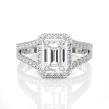 Emerald-Cut Lab Grown Diamond Halo Engagement Ring