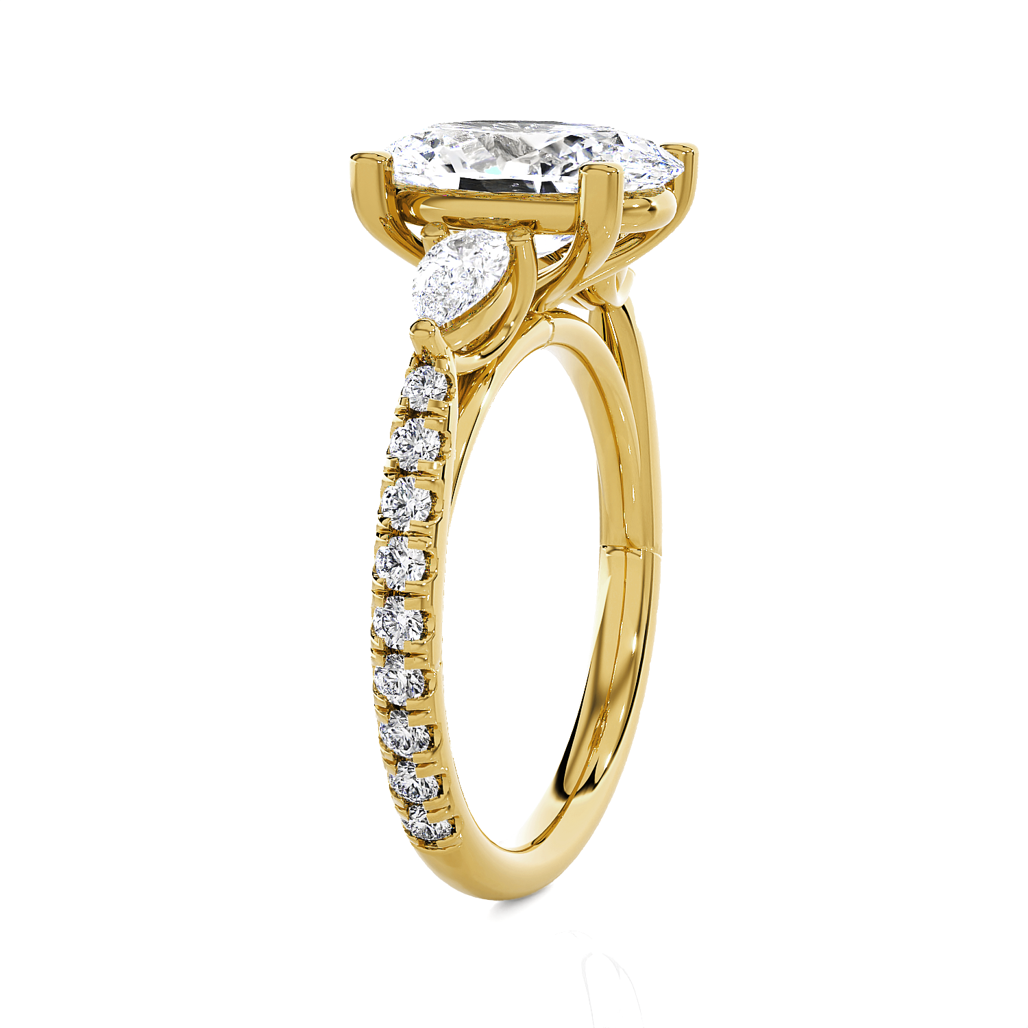 Oval with Pear-Shaped 3 Stone Lab Grown Diamond Ring