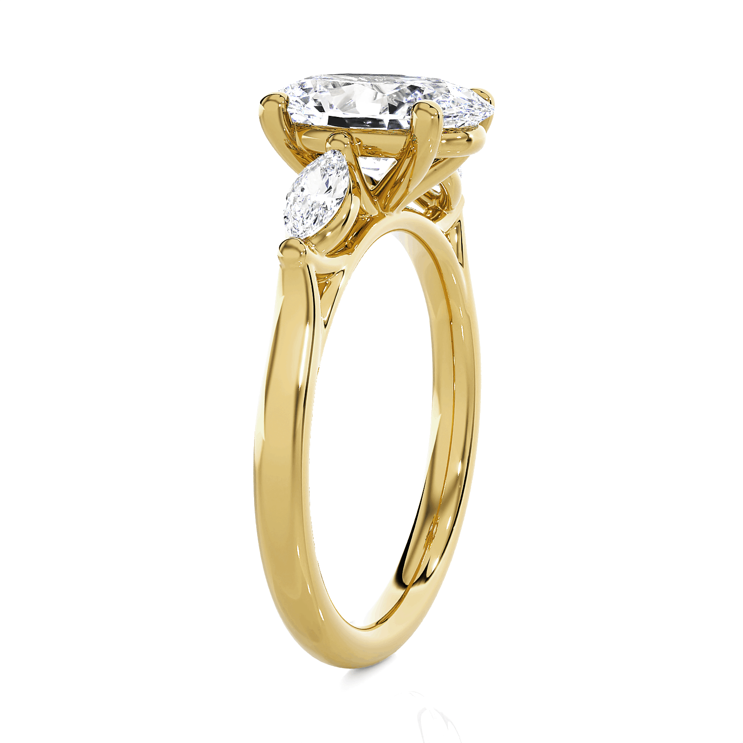 Oval with Marquise Three Stone Lab Grown Diamond Ring