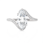 Elongated Oval Lab Grown Diamond Side Stone Engagement Ring