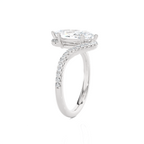 Elongated Oval Lab Grown Diamond Side Stone Engagement Ring