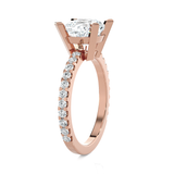 Cushion Cut Lab Grown Diamond Side Stone Engagement Ring