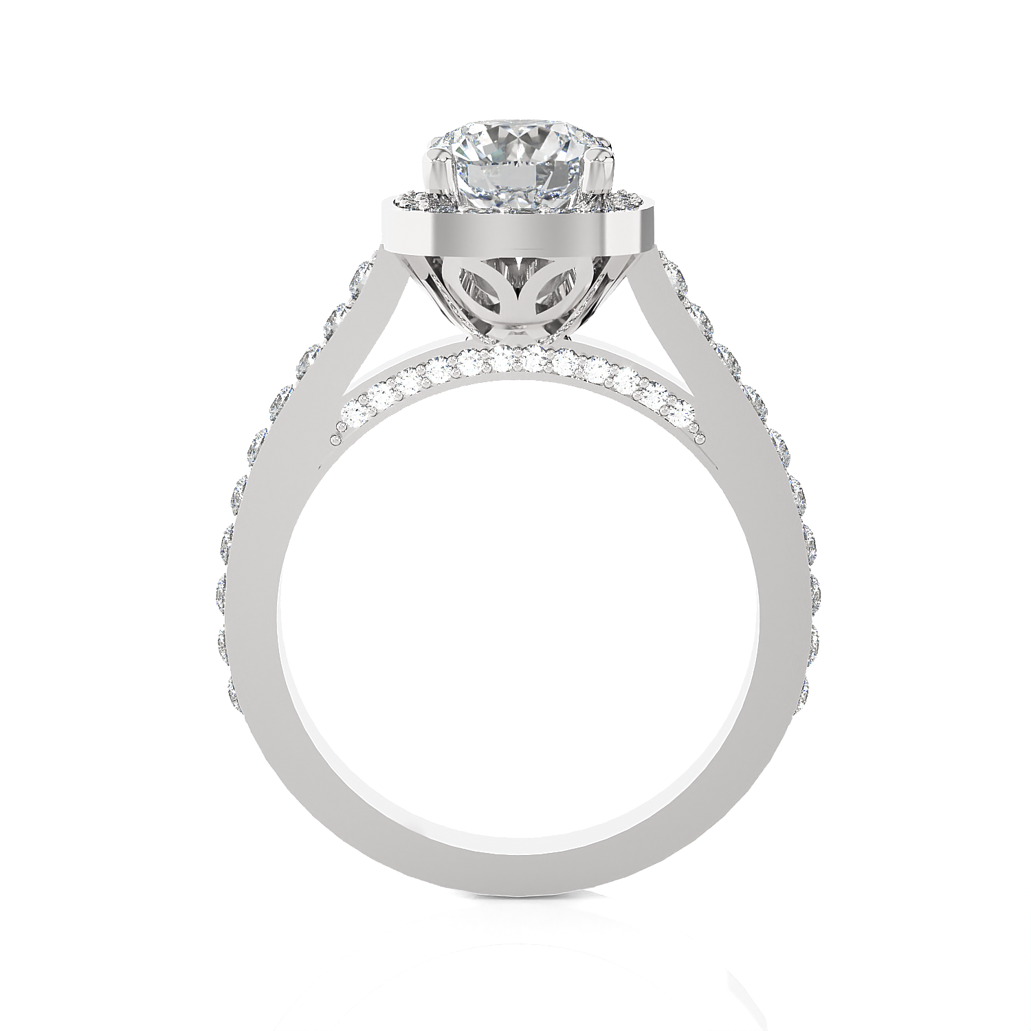 Cushion Cut Lab Grown Diamond Halo Engagement Ring