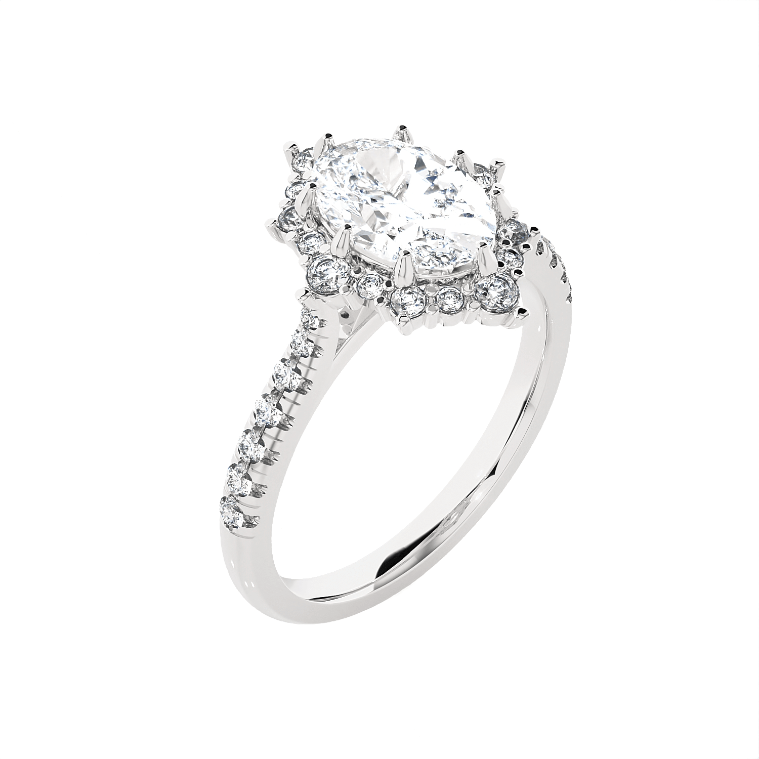 Ornate Oval Lab Grown Diamond Halo Engagement Ring