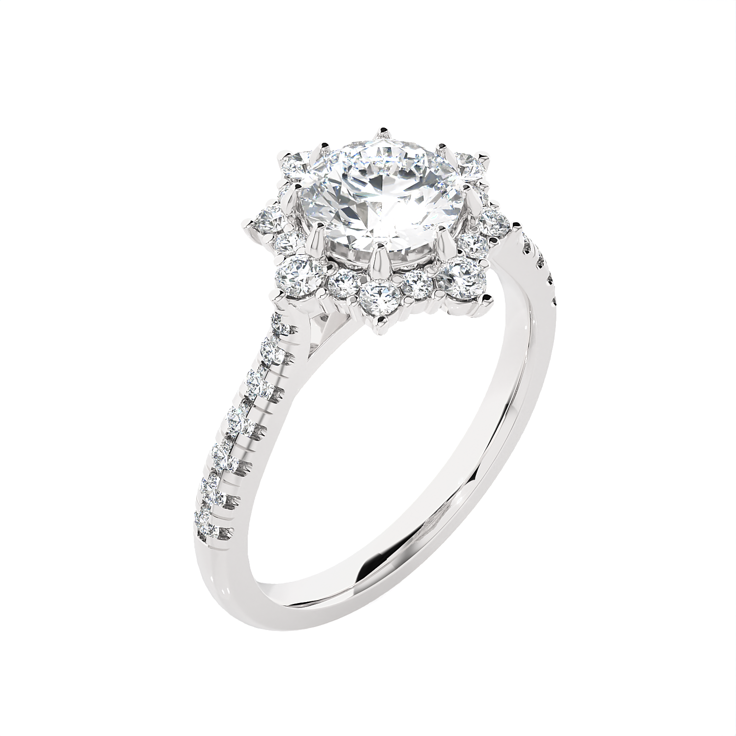 Snowflake Halo Cluster Engagement Ring