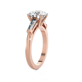 Round With Tapered Baguette Three Stone Lab Grown Diamond Ring
