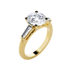 Round With Tapered Baguette Three Stone Lab Grown Diamond Ring