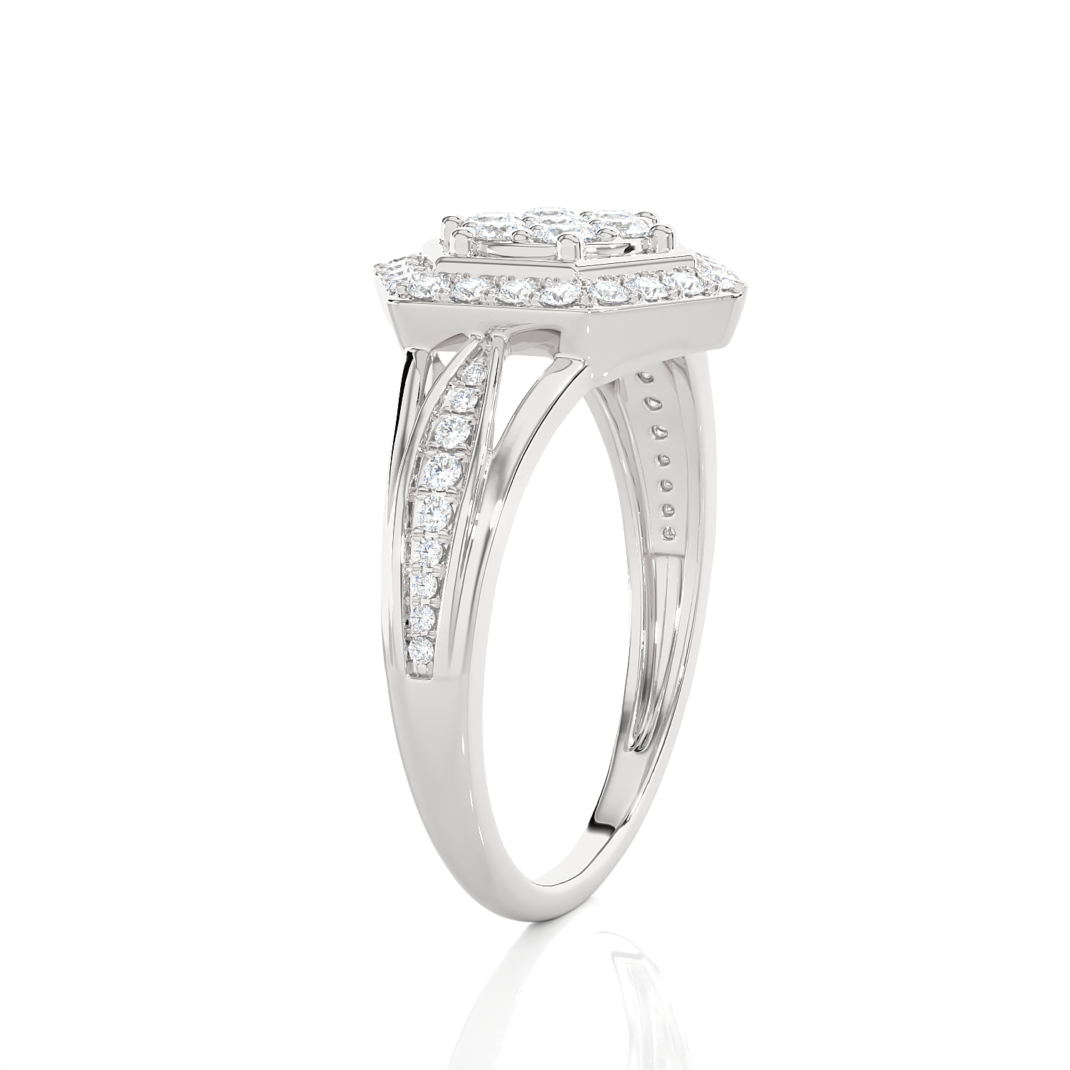 1/2 ctw Round Lab Grown Diamond Halo Engagement Ring