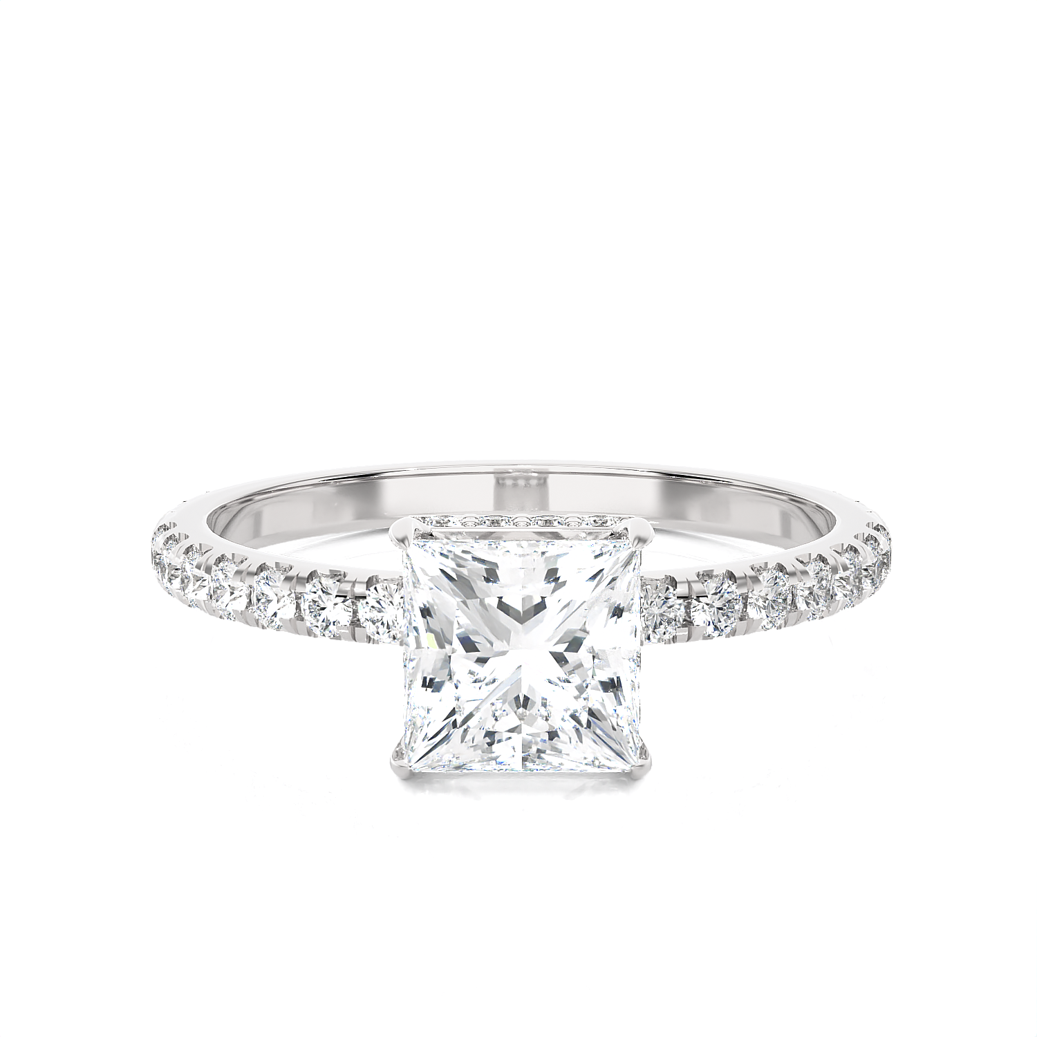 2 1/3 ctw Princess-Cut Lab Grown Diamond Side Stone Engagement Ring