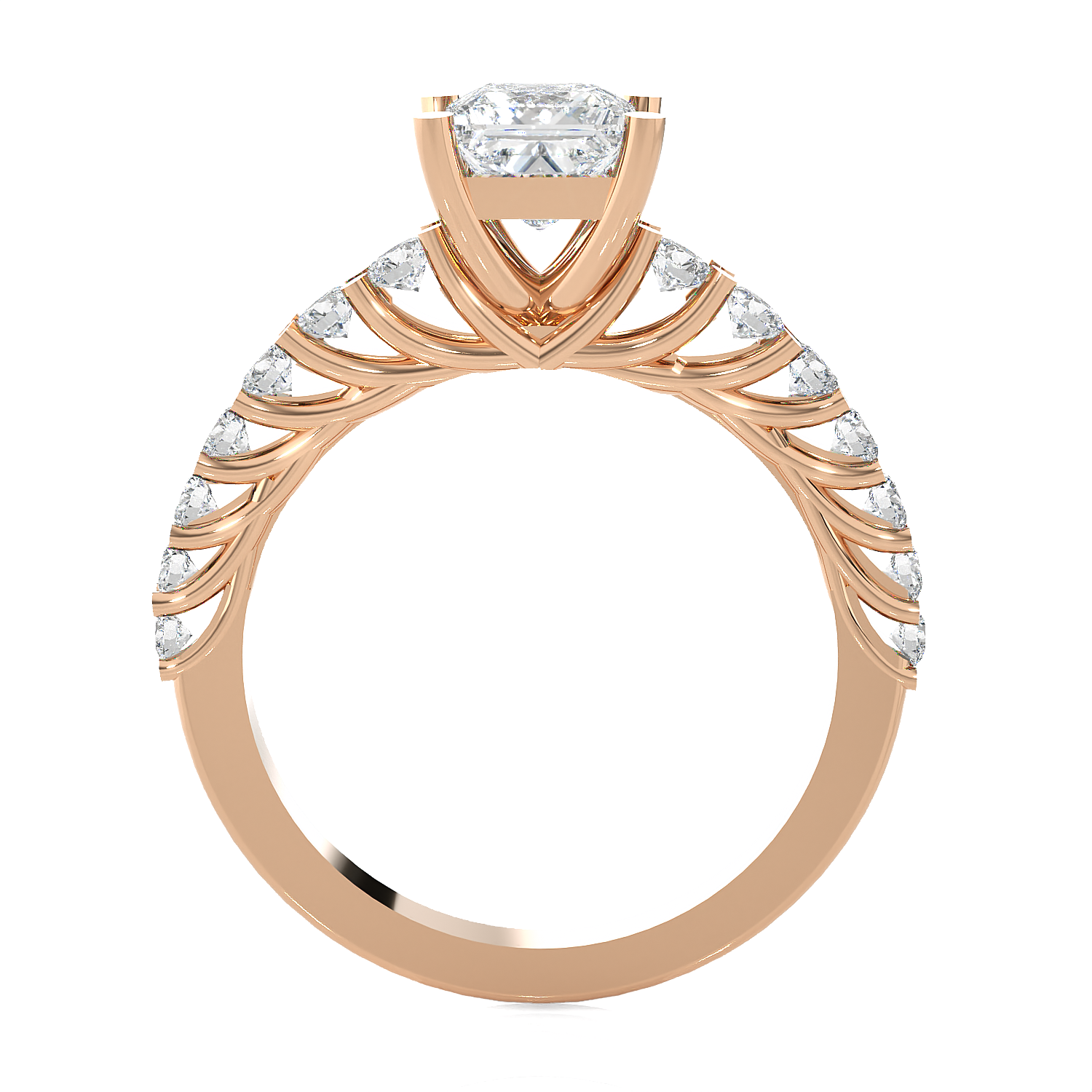 Princess-Cut Lab Grown Diamond Side Stone Engagement Ring