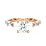 Round Lab Grown Diamond Side Stone Engagement Ring