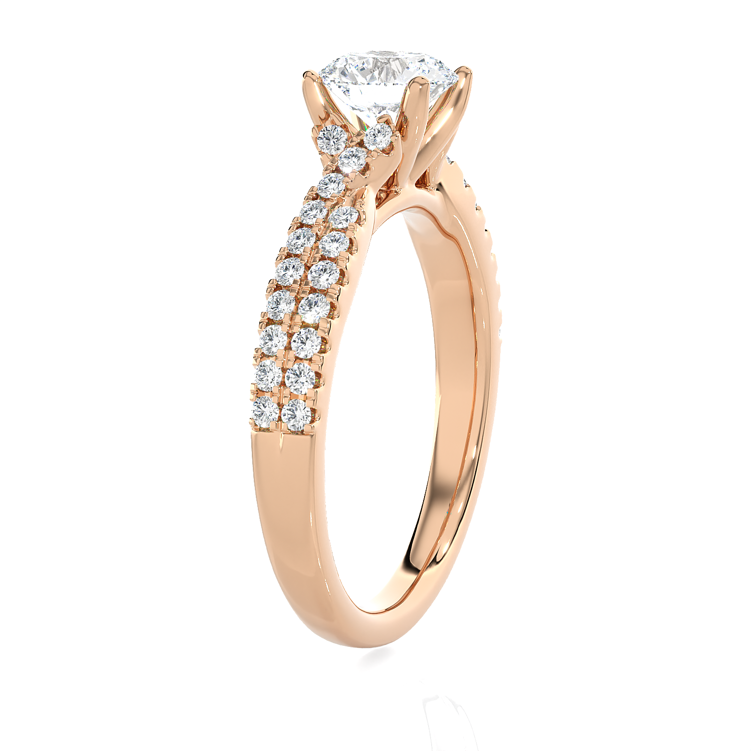 1 ctw Round Lab Grown Diamond Side Stone Engagement Ring