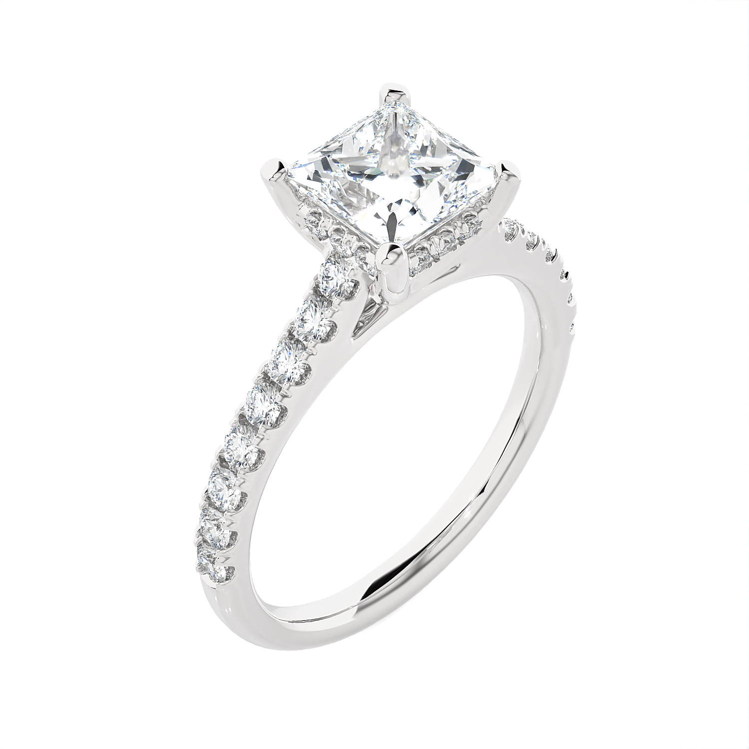 1 7/8 ctw Princess-Cut Lab Grown Diamond Side Stone Engagement Ring