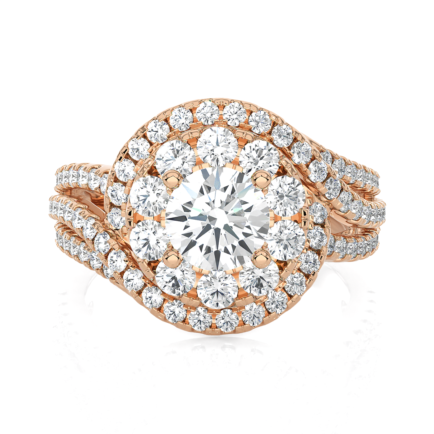 2 1/5 ctw Round Lab Grown Diamond Halo Engagement Ring