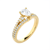 1 1/5 ctw Pear-Shaped Lab Grown Diamond Side Stone Engagement Ring