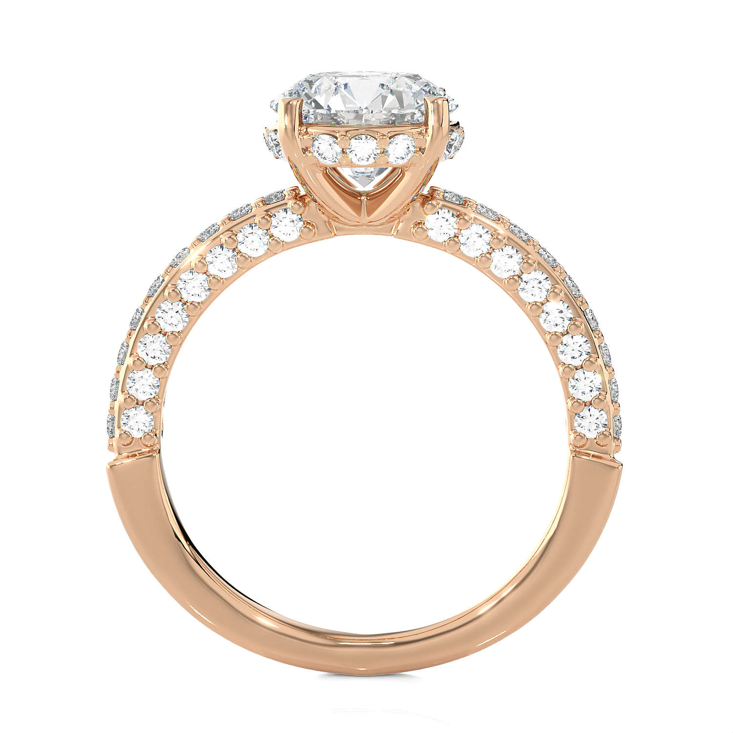 2 7/8 ctw Round Lab Grown Diamond Side Stone Engagement Ring