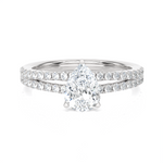 Pear-Shaped Lab Grown Diamond Side Stone Engagement Ring