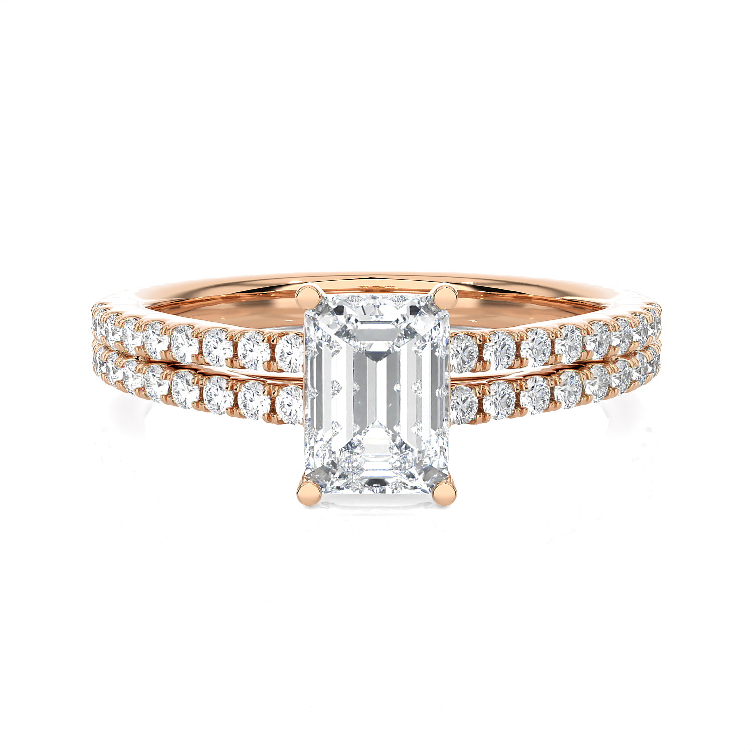1 1/3 ctw Emerald-Cut Lab Grown Diamond Side Stone Engagement Ring