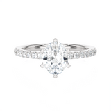 1 1/3 ctw Pear-Shaped Lab Grown Diamond Side Stone Engagement Ring
