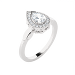 7/8 ctw Pear-Shaped Lab Grown Diamond Halo Engagement Ring