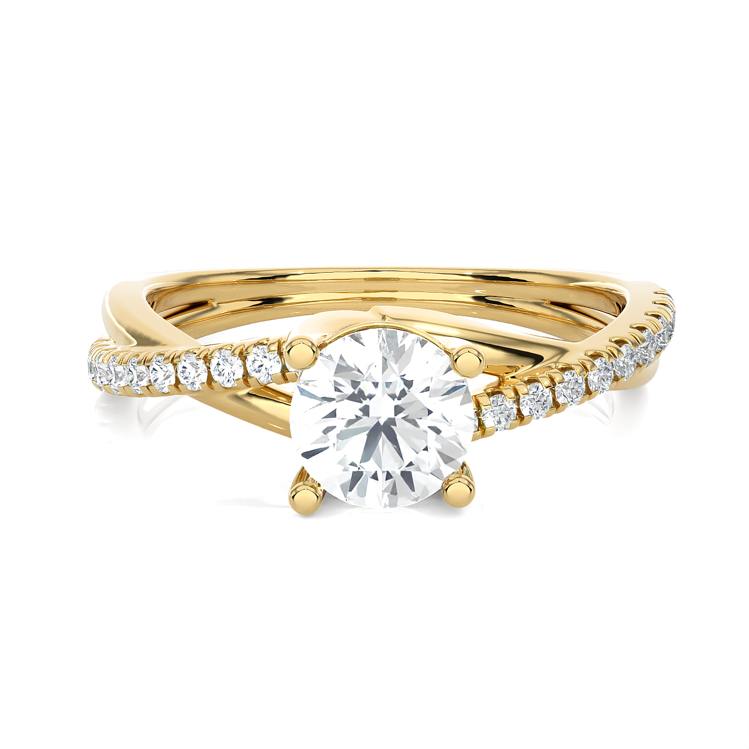 1 ctw Round Lab Grown Diamond Side Stone Engagement Ring