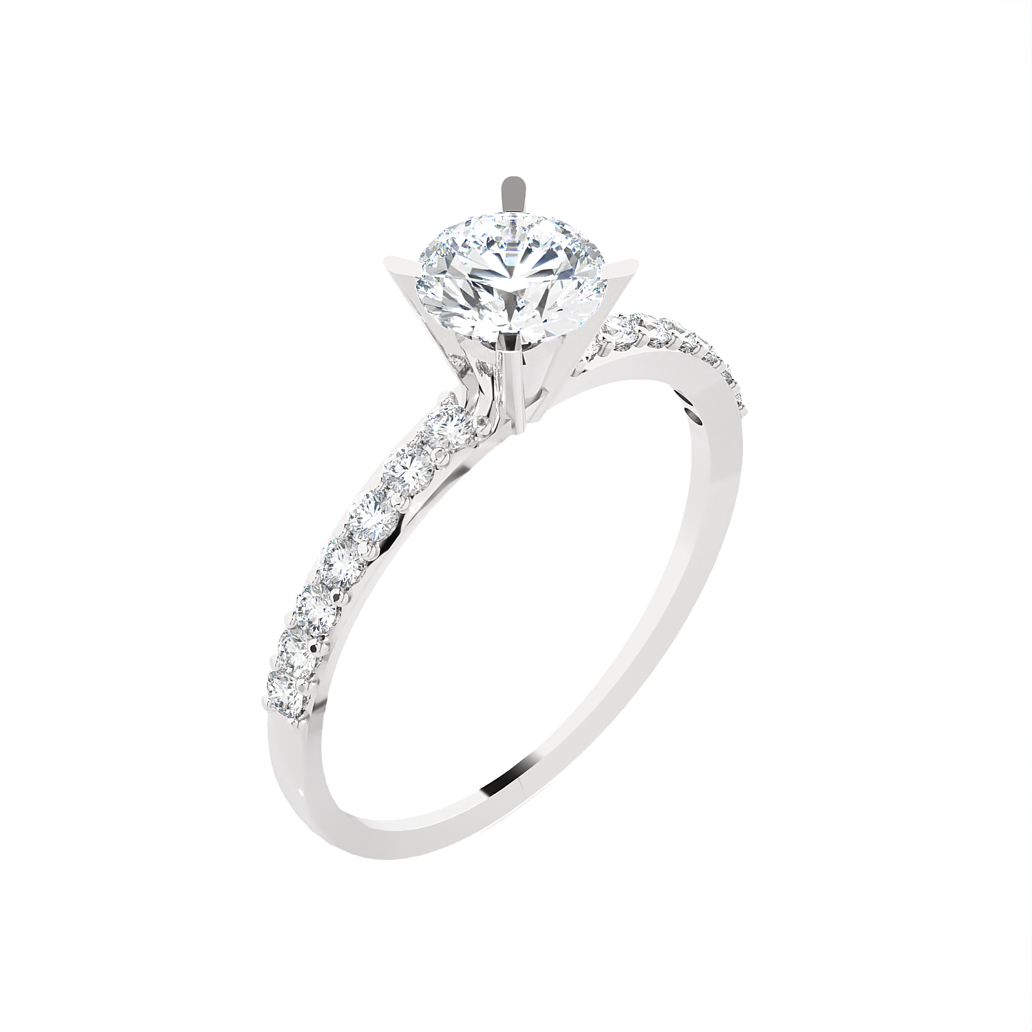 7/8 ctw Round Lab Grown Diamond Side Stone Engagement Ring