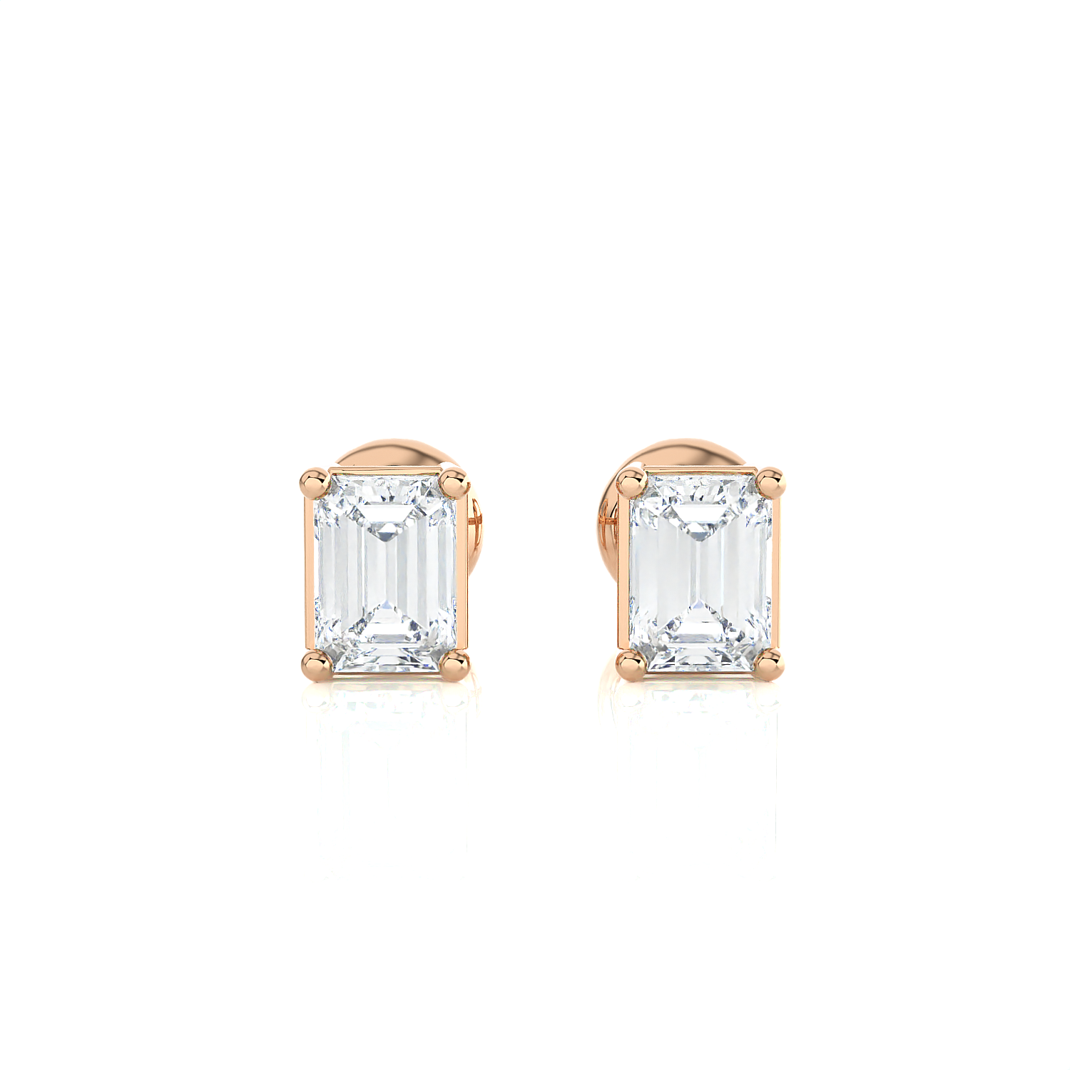 5/8 ctw Emerald-Cut Lab Grown Diamond Solitaire Stud Earrings